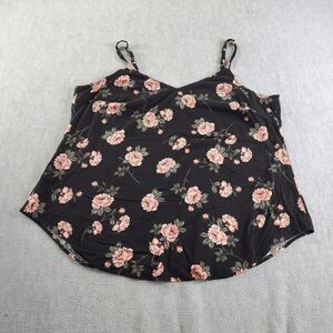 TORRID Top Womens 2 Black Floral Tank Sleeveless V Neck Spaghetti Strap Pullover